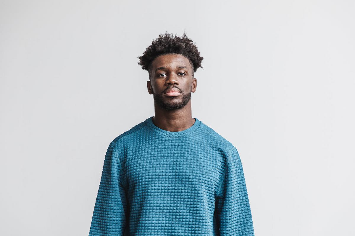 Nobull Quilted Crew Men's Pullover Grey Blue | Australia (ES2056)